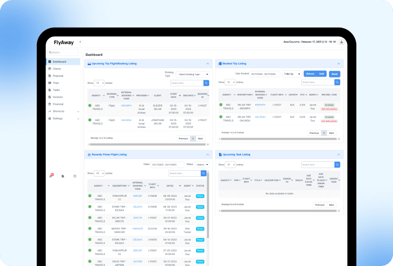 Flyaway travel booking platform preview